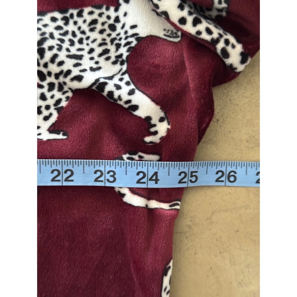 Room Service Womens Burgundy Leopard Print Velvet Pajama Set Velour Joggers L - Picture 10 of 16